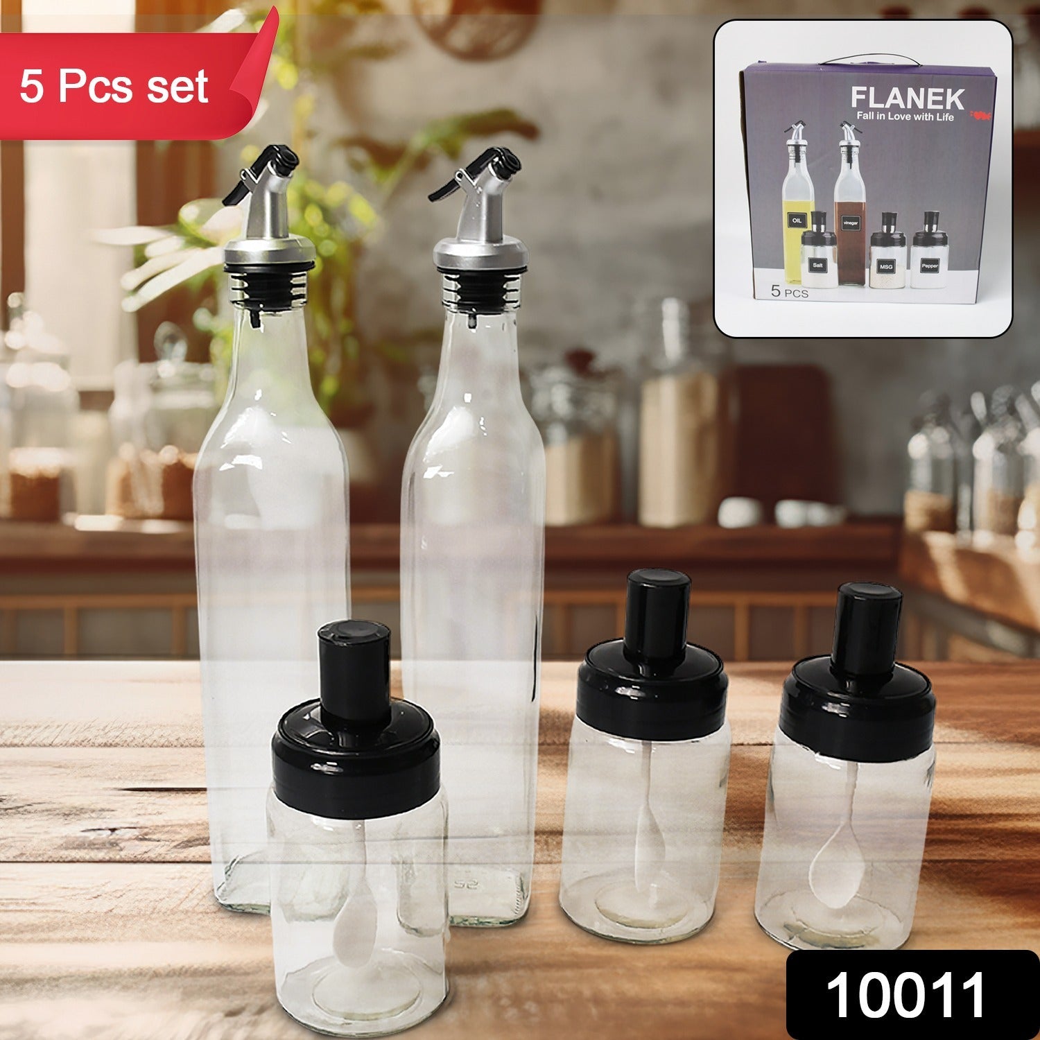 Transparent Glass Oil Dispenser 500 ML Bottle Set of 2, Spice Jar 250 ML Set of 3, Oil Bottle for Kitchen, Oil & Vinegar Storage Glass Bottle, Glass Container for Spice, Masala (5 Pcs Set) Transparent Glass Oil Dispenser 500 ML Bottle Set of 2, Spice Jar 250 ML Set of 3, Oil Bottle for Kitchen, Oil & Vinegar Storage Glass Bottle, Glass Container for Spice, Masala (5 Pcs Set)